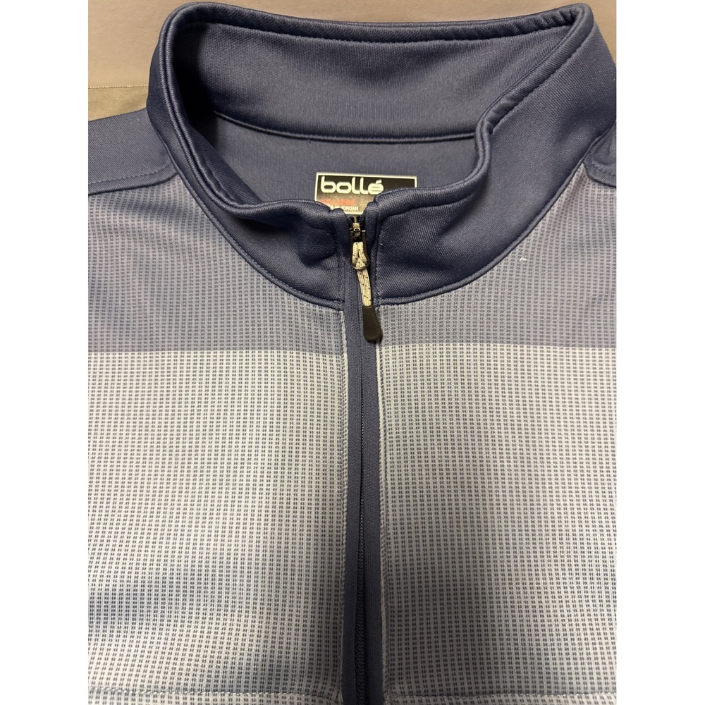 Bolle Mens Quarter Zip Pullover Slate Blue Textured Grid Athletic Top XXL